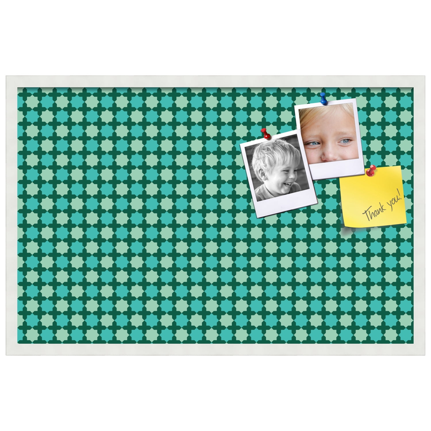 PinPix ArtToFrames 32x20 Custom Cork Bulletin Board    Poster Board Has a Fabric Style Canvas Finish, Framed in Satin White Frame (PinPix-588)