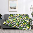 thumbnail image 2 of Honeii Lemons on Striped print throw blanket, crafted from cozy cotton flannel, offers versatile home decor as a bedding suitable for all seasons.-, 2 of 6