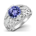 thumbnail image 2 of 1.45 Ctw Round Tanzanite Antique Filigree Design 925 Sterling Silver Women Valentines Day Gifts Ring, 2 of 3
