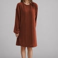 thumbnail image 3 of ameIAEA Robe à Manches Longues pour Femmes Col Rond Couleur Unie Décontractée Ample Automne Mini Robes 2024, 3 of 7
