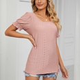 thumbnail image 4 of Pink S WIZUTIZ Tops Women's up to 30% Off Fashion Cozy Style Lightweight Pure Colour Tee Round Neck Linen Ladies Tops Plus Size Solid Tshirt Cotton Linen Fluffy T-shirt Tunics Short Sleeve Shirts Blo, 4 of 5