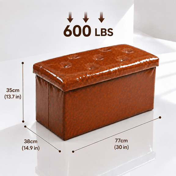 Hxk Heavy-Duty Folding Storage Footrest Ottoman Bench 30*14.9*13.7inch