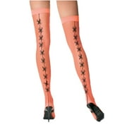 New Orange Fishnet Spider Charm Seamed Stockings WITCH HALLOWEEN ZOMBIE 9042 OS