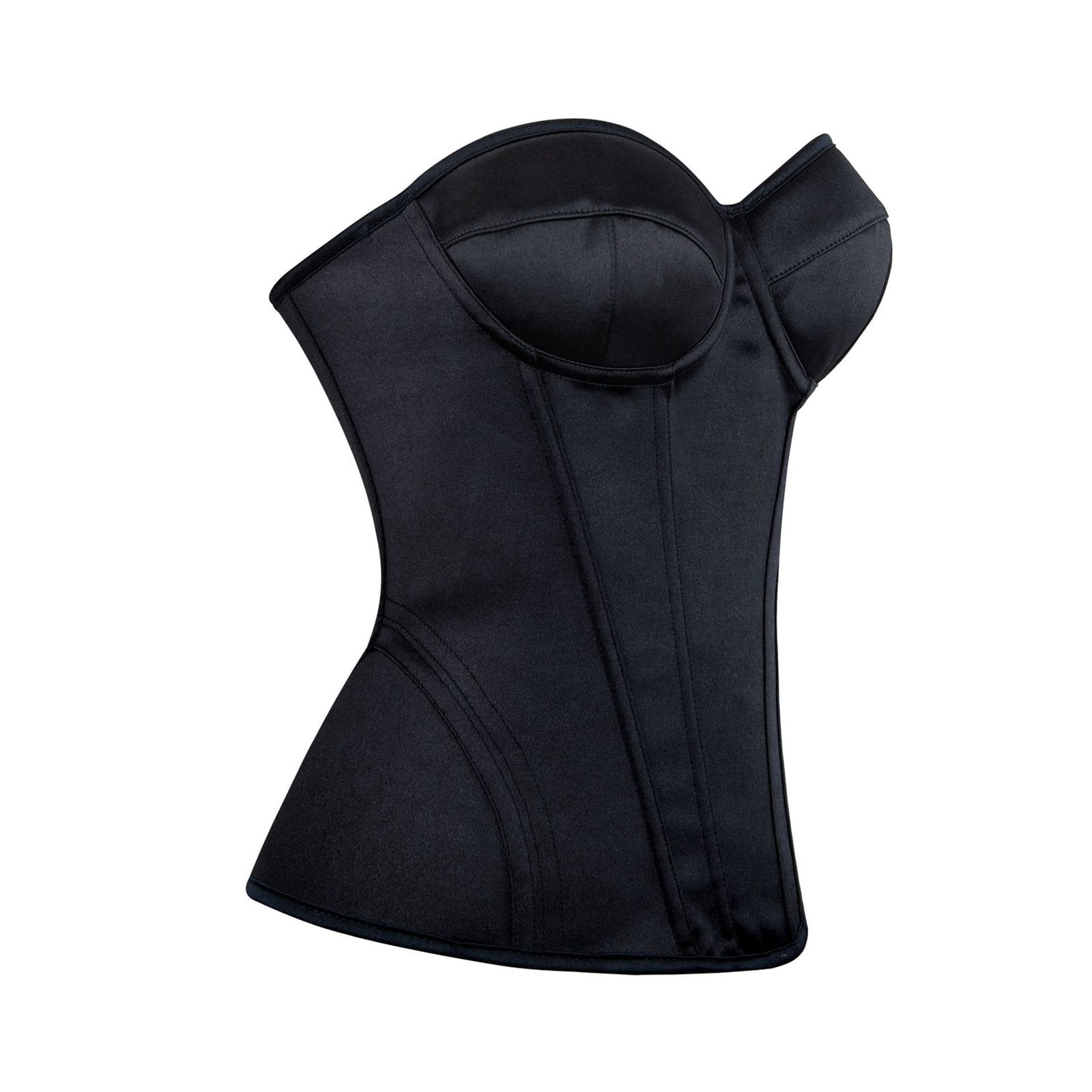 KHONTS Women’s Backless Strapless Satin Longline Bustier Bridal Bras Full Support Lingerie Black L