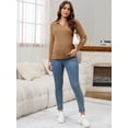thumbnail image 3 of DARING DIVA Women's Maternity Sweater Ribbed Pullover Polo Sweater S Brown, 3 of 8