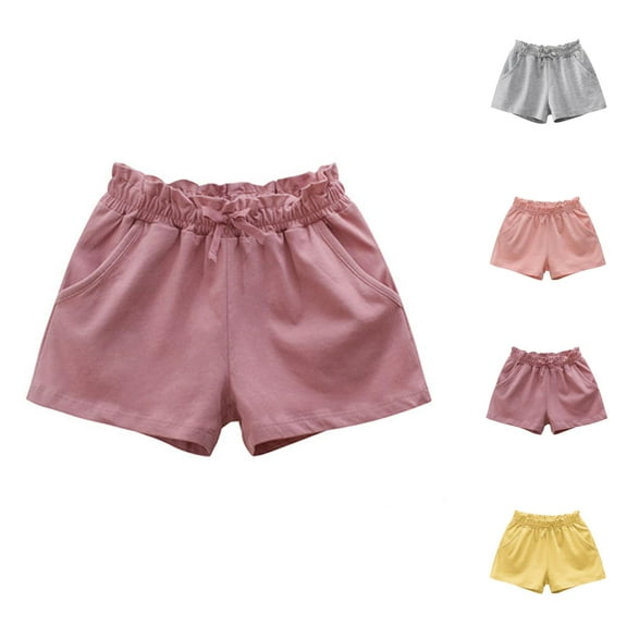 Girls' Shorts Girls High Waisted Shorts Girls Summer Jogger Shorts Active Casual Solid Toddler Kids Baby Boys Girls Athletic Playwear With Pockets