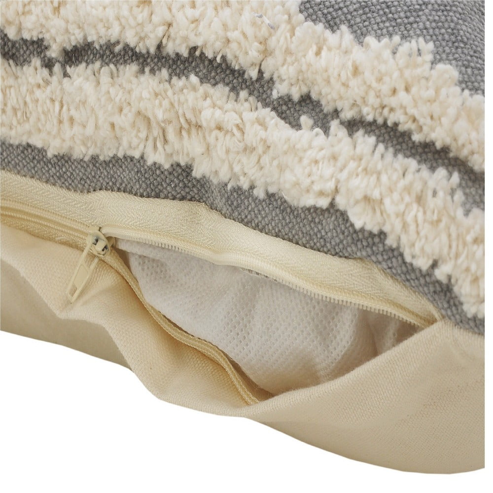 Ox Bay 24" x 24" Hand-Woven Gray/ White Medallion Organic Cotton Pillow Cover