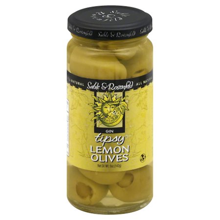 Tipsy Olives - Green Olives Stuffed with Lemon - Large Cocktail Olives in Gin for Cocktail Garnish, Martini Stuffed Olives, Kosher - - 5 oz (Pack 6)
