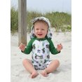 thumbnail image 6 of BemeyourBBs Toddler Baby Boy Girl Duck One Piece Swimsuit Set Infant Boy Girl Bathing Suit Mallard Print Long Sleeve Rash Guard Swimwear and Hat Set Pool Summer Beachwear, 6 of 9