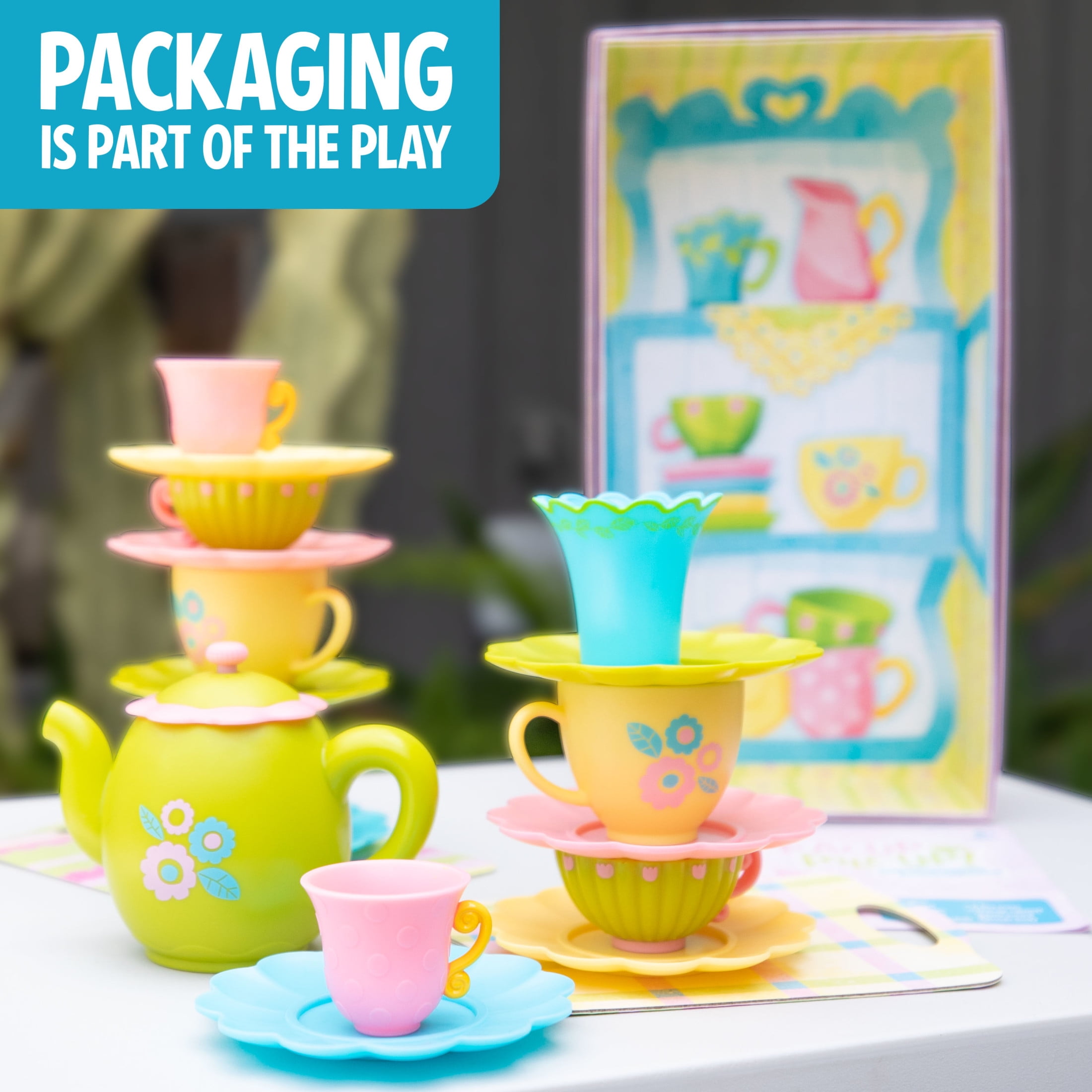 Educational Insights Teacup Pile-Up! Relay Race Preschool Game for 2-4 Players, Ages 4+