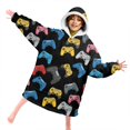 thumbnail image 4 of Game Controller Black Pattern Lamb Fleece Blanket Hoodies for Teens ,Teens Oversize Sherpa Wearable Hooded Blanket Sweatshirt with Super Pockets, 4 of 6