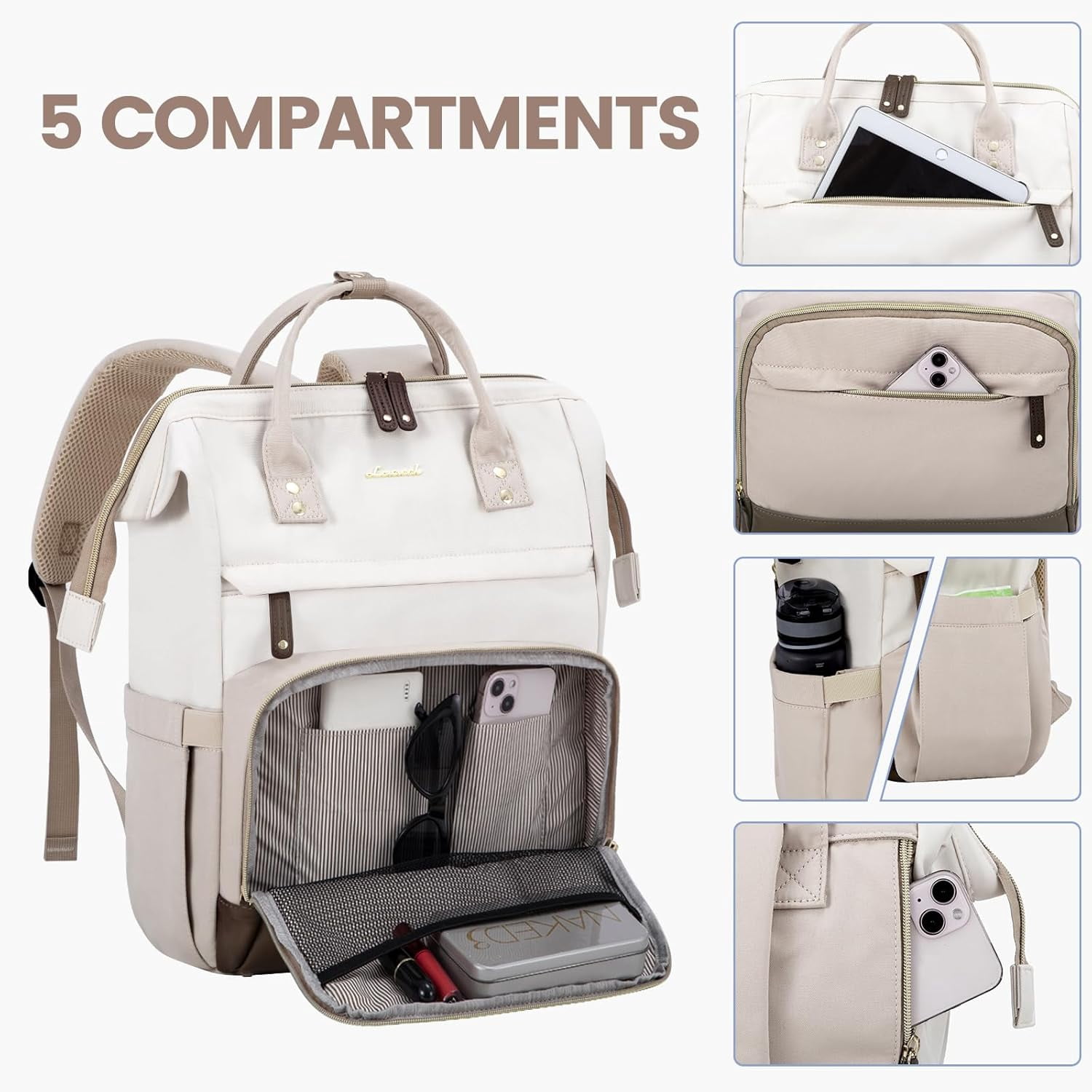 LOVEVOOK Laptop Backpack for Women, 15.6 Inch Work Business Backpacks Purse with USB Port, Large Capacity Nurse Bag College Bookbag for School, Waterproof Casual Daypack for Travel