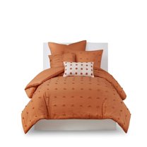 Gracie Mills Mikel Chenille Dot Cotton Jacquard Comforter Set with Euro Shams and Throw Pillows - GRACE-9444