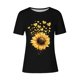 thumbnail image 3 of Tops de Ajuste Suelto para las Mujeres Sudadera Casual Impresa Manga Corta Cuello Redondo Superior, Poliéster, 3 of 4