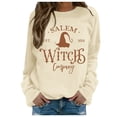 thumbnail image 2 of WEIWEN Halloween Sweatshirts for Women 1692 Salem Broom Co Graphic Pullover Crewneck Long Sleeve Shirts 2026 Fall Outfits Womens Fall Fashion Clothing Beige, S, 2 of 5