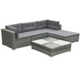 thumbnail image 3 of vidaXL 5 Piece Patio Lounge Set with Cushions Poly Rattan Gray, 3 of 6