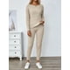 thumbnail image 4 of Conjunto de dos piezas de punto liso para mujer, suéter de manga larga y pantalones, ropa informal, 4 of 5