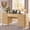 Natural Wood Color, variant on UGTOO White Modern 7-Drawer Desk with Power Strip – Home Office Storage & USB Charging Station (55.1" L x 19.6" W)