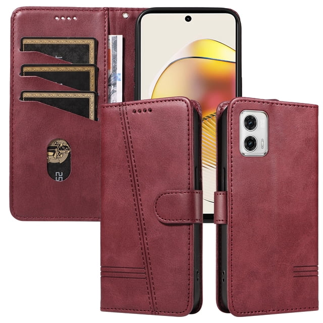 Phone Case for Motorola MOTO G73 Magnetic PU Leather Card Slots Durable Wallet Cover