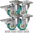 thumbnail image 1 of Ruedas 4 Ruedas para Muebles 200 KG + 16 Tornillos Ruedas Universales de 66 mm con Frenos Sin Frenos Ruedas de Transporte de Placa Industrial, 1 of 5