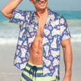 thumbnail image 3 of Fotbe Cute White Rabbit Hawaiian Shirt for Men Unisex Summer Beach Casual Short Sleeve Cotton Linen Button Down Shirts-X-Large, 3 of 5