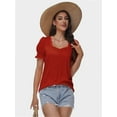 thumbnail image 6 of Women's Loose Fit Puff Sleeve T-Shirt - Square Neck Short Sleeve Top for Business Casual, Work & Summer, 6 of 6