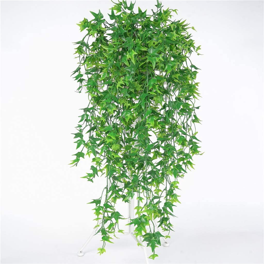 Artificial Vine, Sinhoon Hanging Ivy Sweet Potato Leaves Plastic Plants Foliage Vines, UV Resistant Greenery Fake Flowers for Indoor Outdoor Garden Door Wall Wedding Party Table Decoration Green 2Pcs