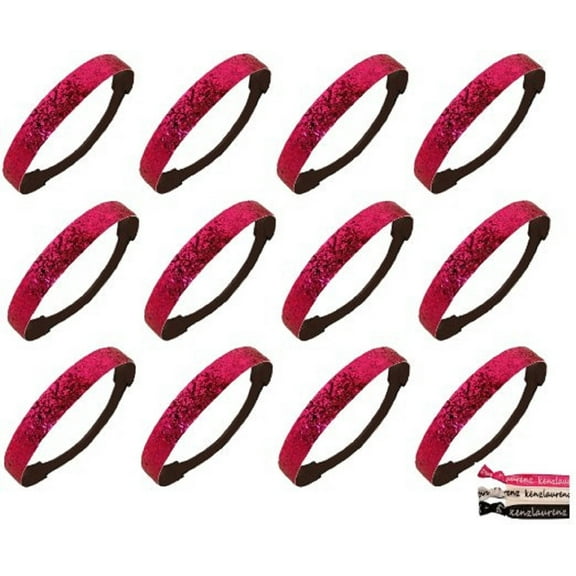 Kenz Laurenz Glitter Headbands 12 Girls Headband Sparkly Hair Head Bands Hot Pink