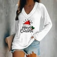 thumbnail image 2 of Kaemgyyd Pajama Tops for Women Loose Soft Christmas Print V Neck Shirt Fashion Long Sleeve Pj Basic Tee, 2 of 4