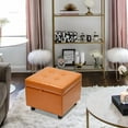 thumbnail image 2 of H&B Luxuries Tufted Leather Square Flip Top Storage Ottoman Cube Foot Rest, 2 of 18