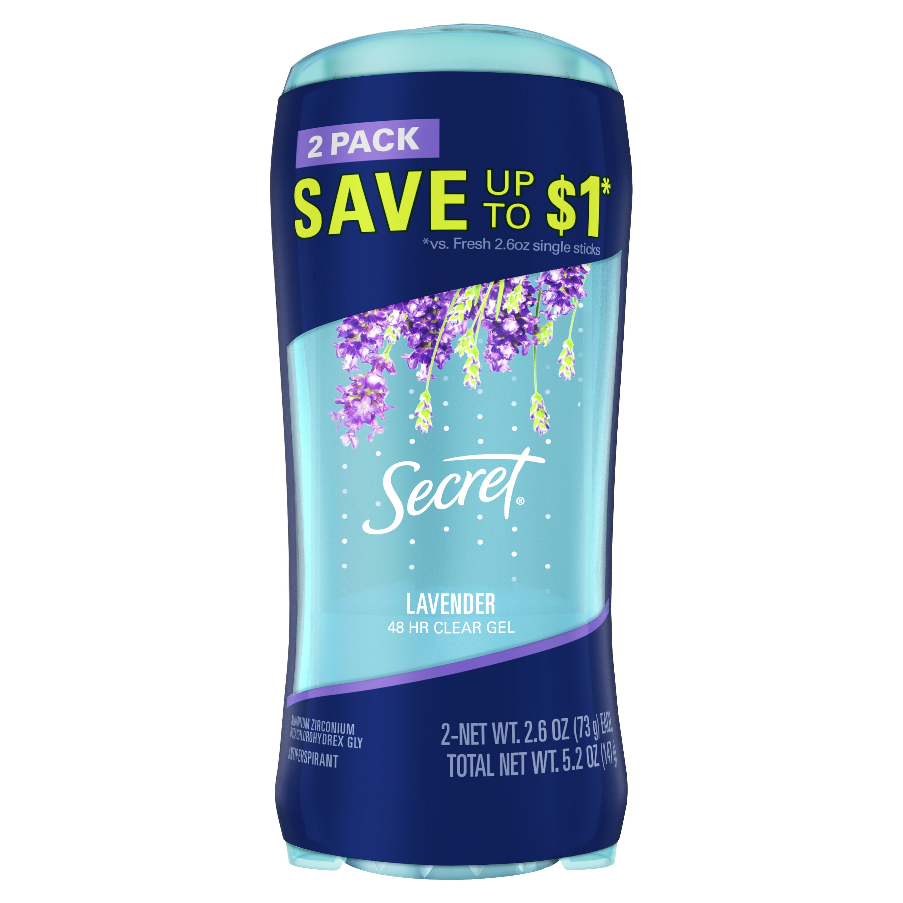 Secret Fresh Antiperspirant Deodorant Clear Gel Luxe Lavender, 2.6 oz