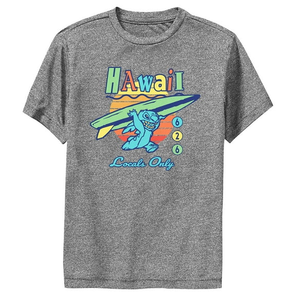 Boy's Lilo & Stitch Locals Only Experiment 626 Performance Graphic Tee Charcoal Heather X Large