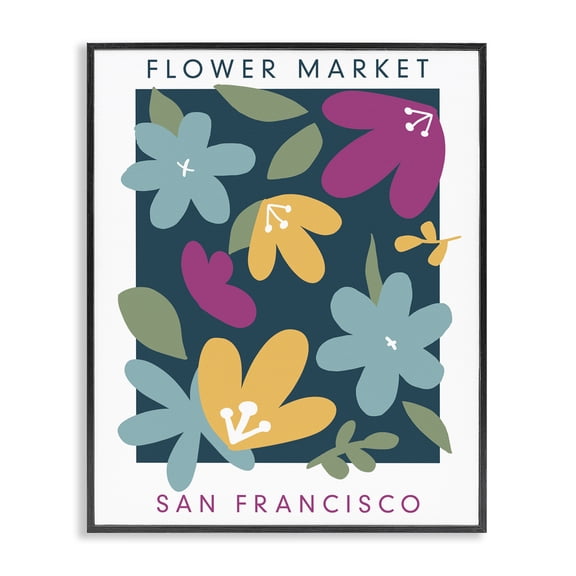 Stupell Industries Whimsical Flower Market Black Framed Giclee Art, design by Anna Quach