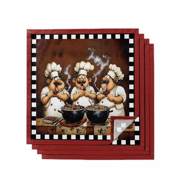 Hokiten Kitchen Dinner Napkins Set of 4 Fat Chef Cloth Napkins Reusable Washable Table Napkins for Weddings Cocktail Parties Holiday Table Decor 20x20 Inch