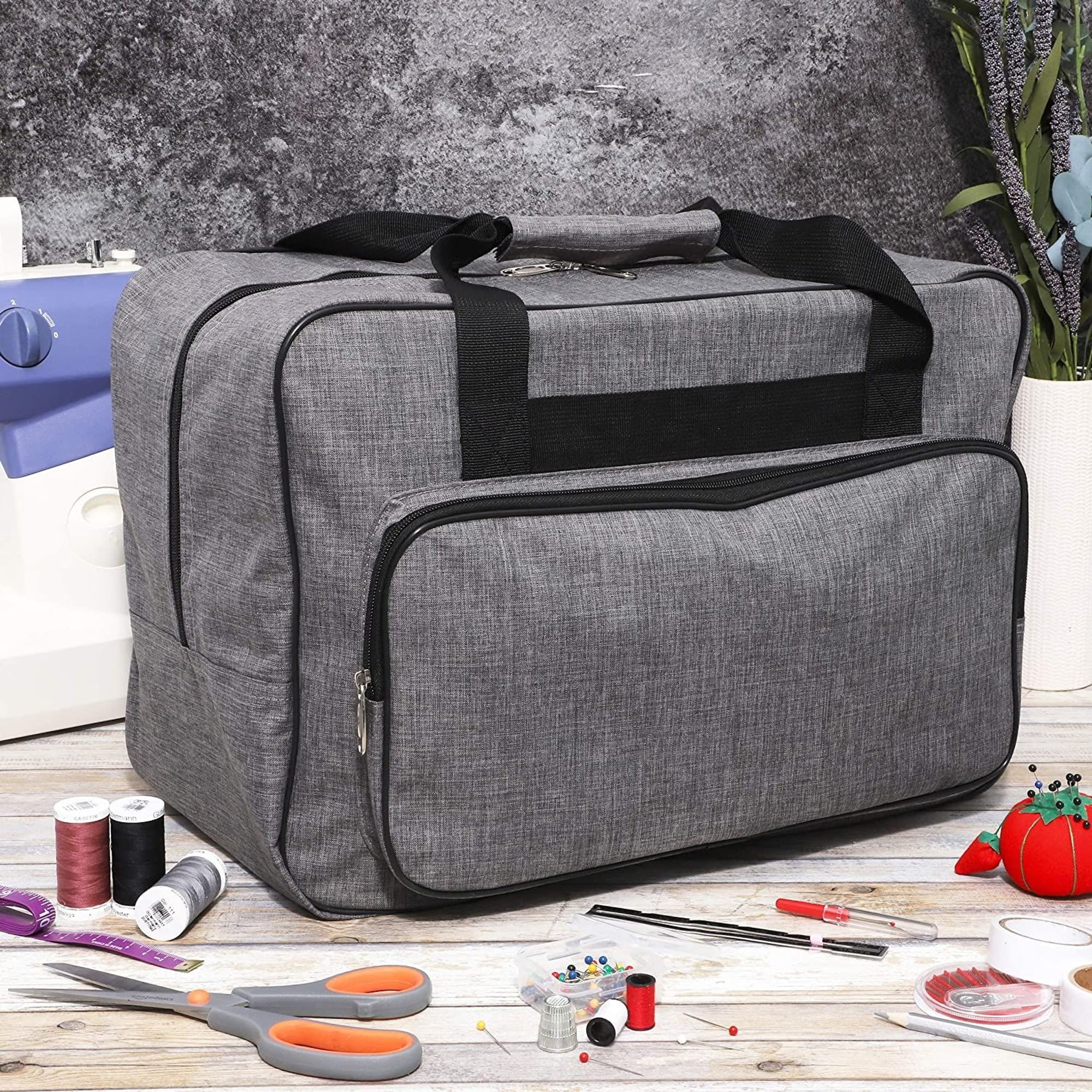 Sewing Machine Tote Bag, Universal Portable Carrying Case with Shoulder  Strap Sewing Machine and Supplies 18 .1 X 12. Gray 