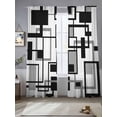 thumbnail image 2 of Black Grey Geometric Sheer Curtains 84 Inch Length 2 Panels Set for Living Room/Bedroom, Modern Abstract Art White Semi Curtain Sheers Drapes Rod Pocket Curtains Window Treatment Set 52''x84''x2, 2 of 7