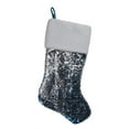 thumbnail image 3 of Northlight 22.75" Sky Blue and Silver Reversible Sequined Christmas Stocking with Faux Fur Cuff, 3 of 5