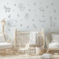 Decalcomania Wall Decor Safari Animal Wall Decals - Set of Safari Wall Stickers Removable Peel and Stick Decals - Jungle Themed Wall Decals