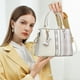 thumbnail image 4 of Bolso de mano para mujer, bolso de mano de gran capacidad, bolso de piel suave, elegante, con retazos, multicapa, 4 of 5