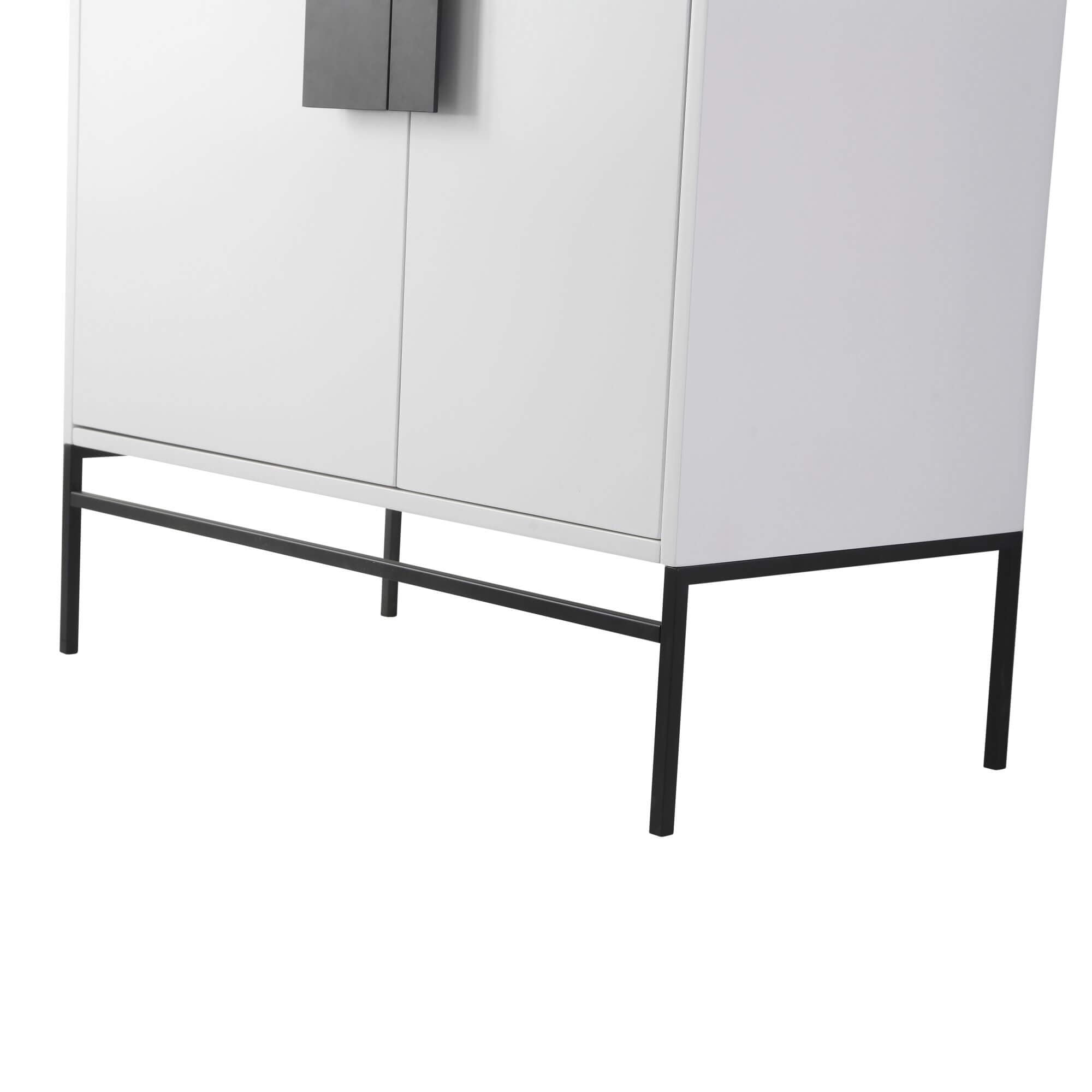 Fine Fixtures - Modern White 36" Bathroom Vanity Set, Black Matte Hardware, Vitreous China Sink Top
