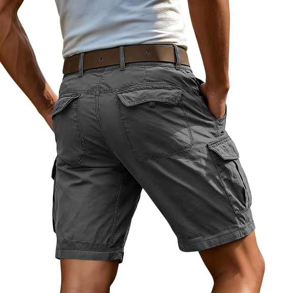 Mens Cargo Shorts Relaxed Fit Button-Fly Quick Dry Stretch Lightweight Tactical Wear Hiking with Multi Pocket Gray 2XL