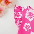 thumbnail image 4 of Actgleam Summer Toddler Girls Dress Floral Print Flutter Sleeve A-line Ruffle Sundress,Pink Hibiscus,4-5Y, 4 of 10