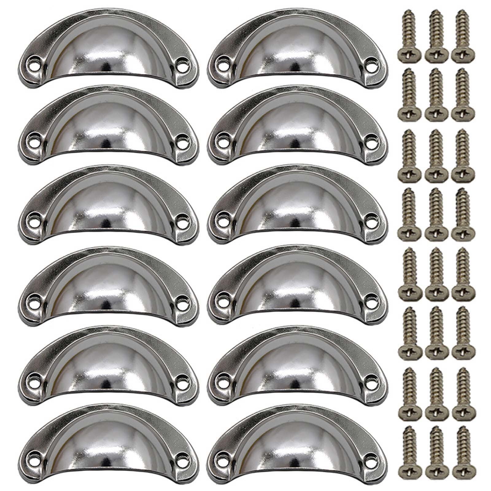 Vacemry 5Pcs Classical Cup Handle Pulls, Antique Drawer Handles Cabinet Hardware for Kitchen Cupboard Bathroom Furniture, 12-Piece Set of Vintage Brass Finish Knobs