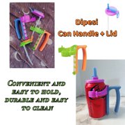 2 Pcs DIPESI Can Holder with Straw Lid, Adjustable Grip Handle for Soda Cans & Tumblers soda can lid with straw soda can saver lid