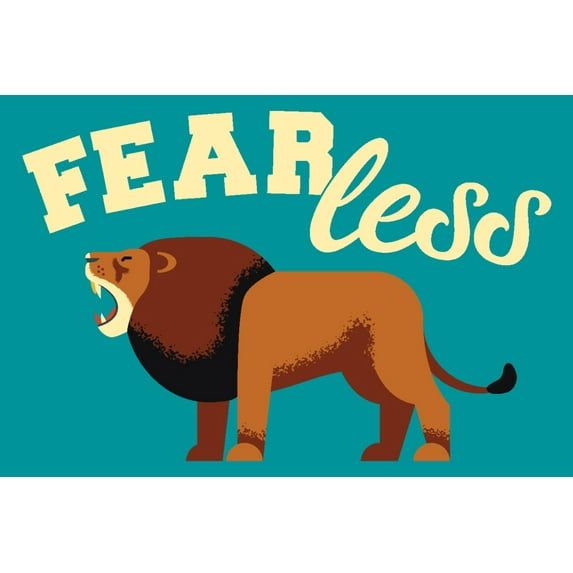 Lion, Geometric, Fearless (36x54 Giclee Gallery Art Print, Vivid Textured Wall Decor)