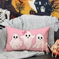 Halloween 2024 Pillow Cover 12x20 Inch Happy Pink Pink Lumbar Pillow