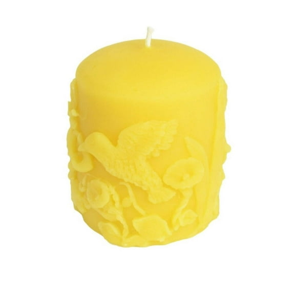 Beeswax Hummingbird Relief Pillar Candle - 3 inches