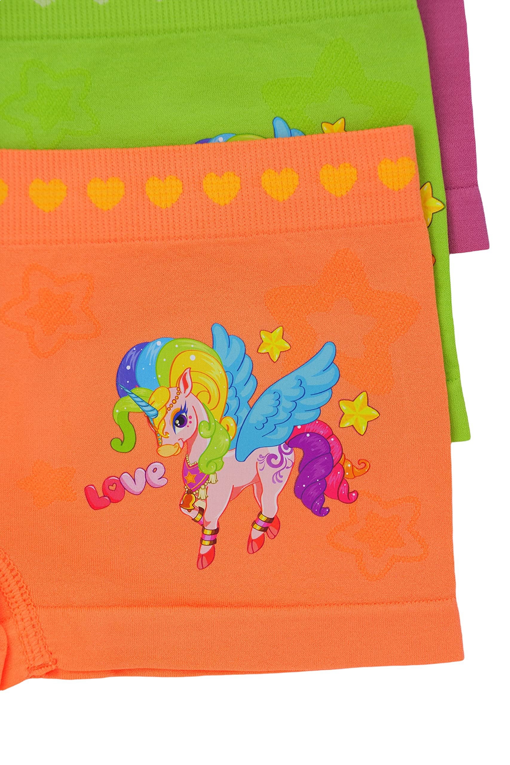 ToBeInStyle Girl's Pack of 6 Racerback Training Bra Tops & Matching Boyshort Bottoms - Unicorn Love - Small