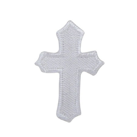 Monogrammed Applique - Small - White Cross - Holy - Christian - Iron on Patch - Embroidered Applique