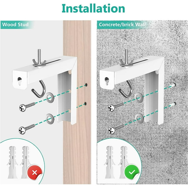 Soporte de techo para pantalla de proyector, soportes en L para colgar en la pared, extensión ajustable con kit de gancho, colocación perfecta de la pantalla del proyector, color blanco